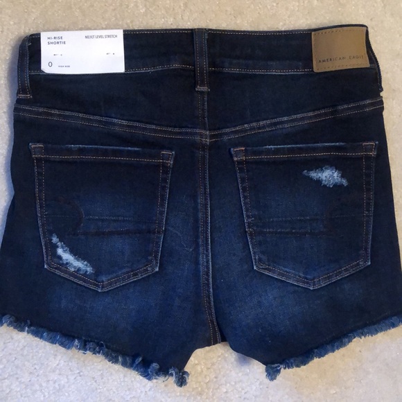 NEVER WORN: Ripped Dark Wash AE Hi-Rise Shorts - Picture 2 of 3